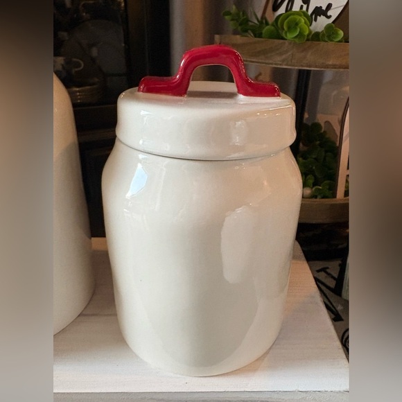 Rae Dunn Holiday Canister Set with Red Handles - Picture 6 of 8